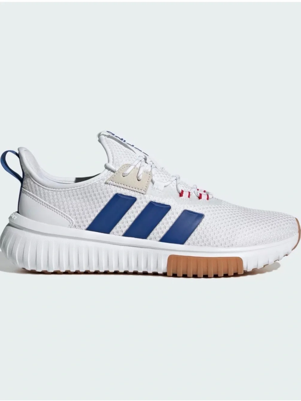 adidas Kaptir 4.0 White Mesh Sneaker with Blue Three-Stripes